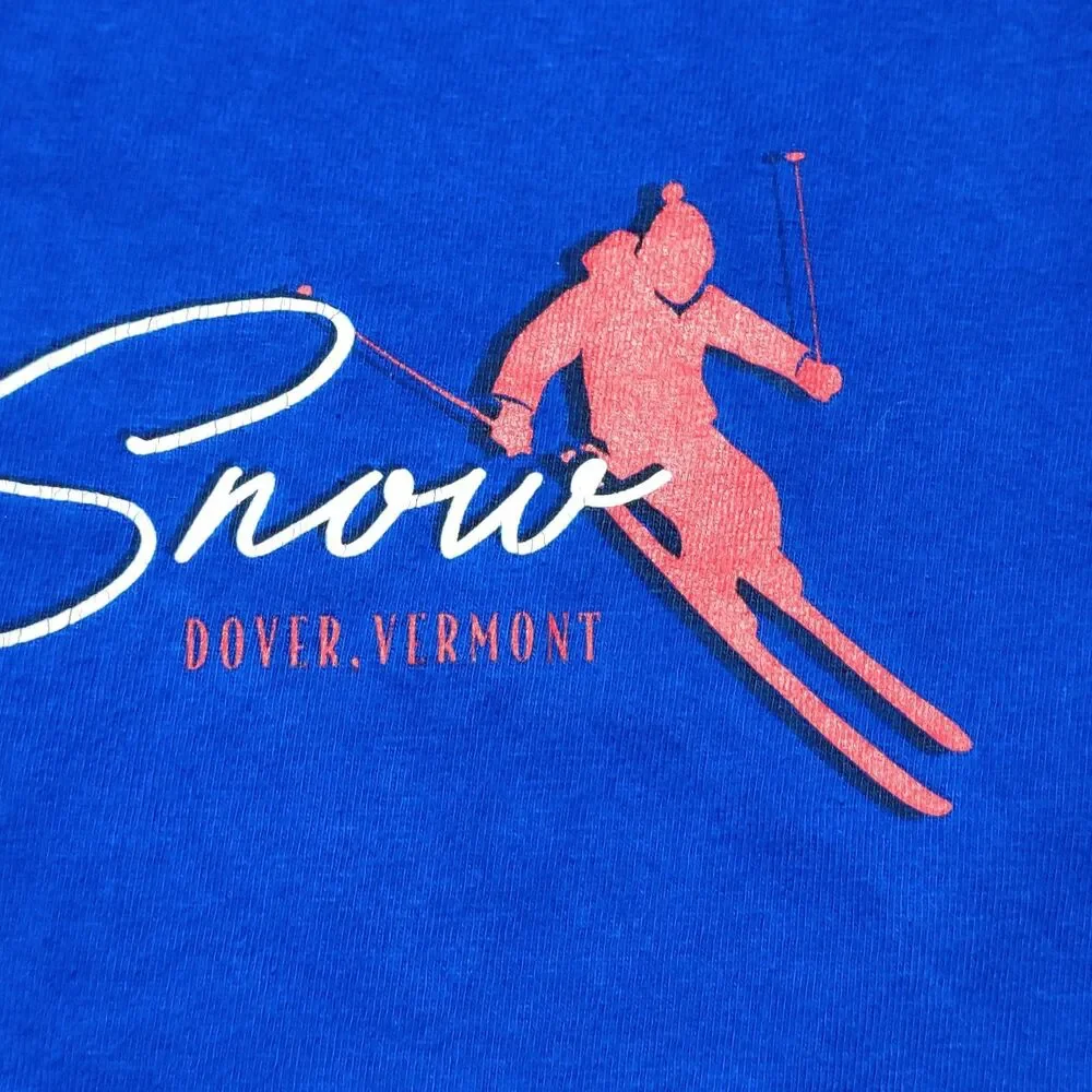 J.Crew Men’s Small Mount Snow Dover Vermont Ski Graphic T-Shirt Blue Made in USA
